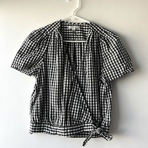 Madewell Short-Sleeve Wrap Top in Gingham Check, size M, New never worn